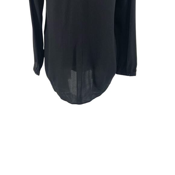 Eileen Fisher Pullover Blouse‎ Top Long Sleeve Mock Neck Silk Black Size XXS - Picture 9 of 13